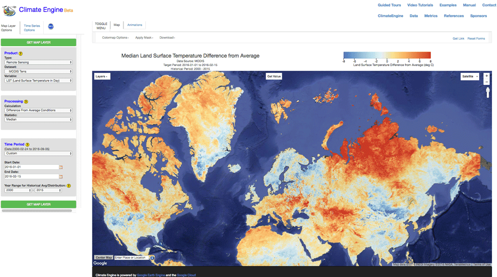 google earth engine modis climate change